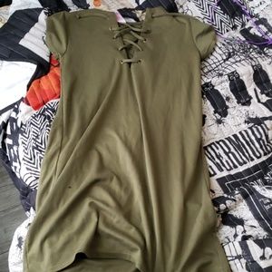 Green lace up dress